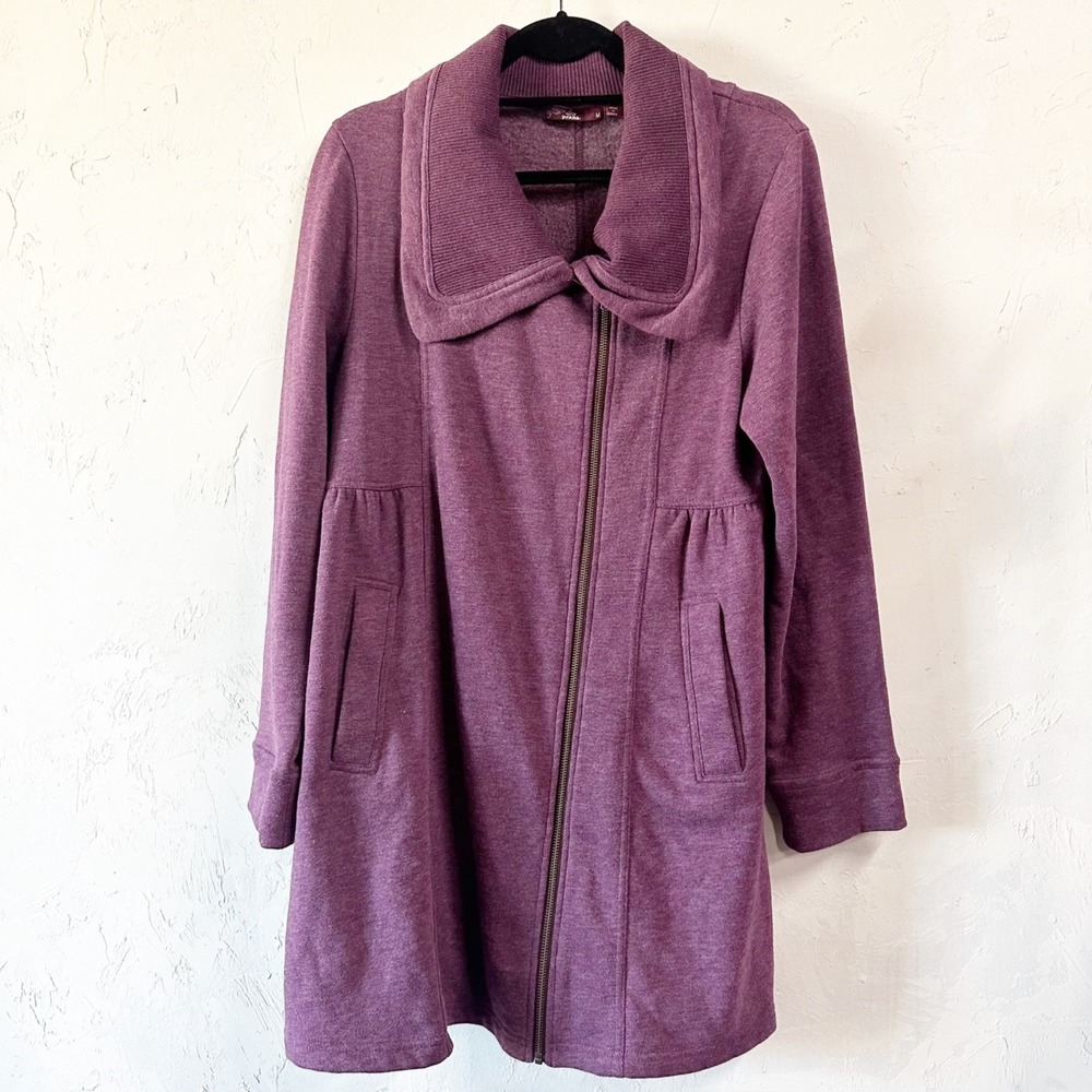 Prana Purple Mila Jacket Women's Medium Full Zip Cozy Soft Trench Coat Pockets